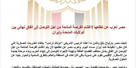مصر: نواصل جهودنا للتوصل إلى اتفاق بين أمريكا وإيران يعالج شواغل كافة الأطراف - أقرأ 24