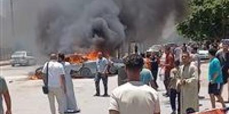 حرق يلتهم سيارتين في ميدان شلبي بالمنيا -  أقرأ 24