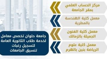 «تسهيلًا على الطلاب» جامعة حلوان تفتح معاملها لاستقبال طلاب الثانوية العامة لتسجيل رغبات التنسيق