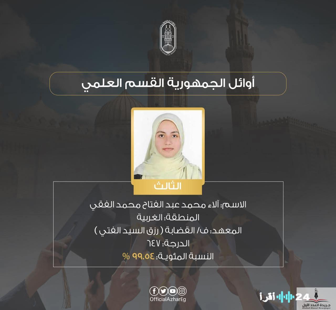 «حصاد التفوق» أوائل الثانوية الأزهرية القسم العلمي يتلألؤون في سماء 1446هـ/2025م
