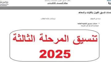 تنسيق المرحلة الثالثة 2025 للثانوية العامة الموعد والكليات والمعاهد المتاحة