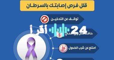 «وقاية مُبكرة» الصحة تحذر: عادات بسيطة تحميك من السرطان قبل فوات الأوان.. إنفوجراف