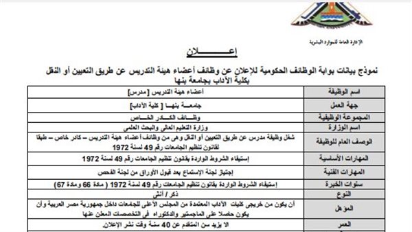«فرص واعدة» جامعة تعلن عن وظائف جديدة في مختلف التخصصات