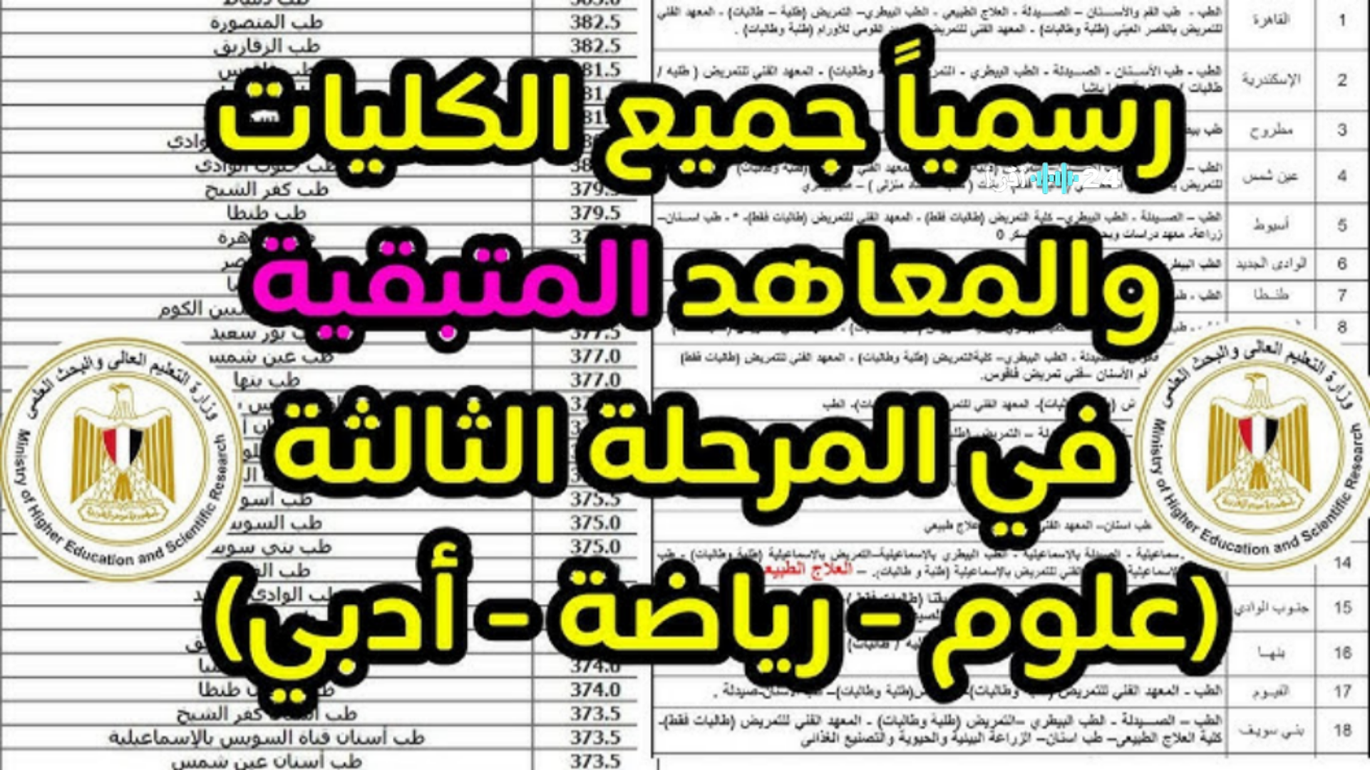 تنسيق المرحلة الثالثة 2025 حقوق وآداب وخدمة اجتماعية وفني صحي فرصتك بالجامعات