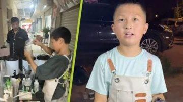 طفل صيني يحقق دخلا شهريا 550 دولارا من بيع شاي الحليب ووالدته فخورة بنجاحه
