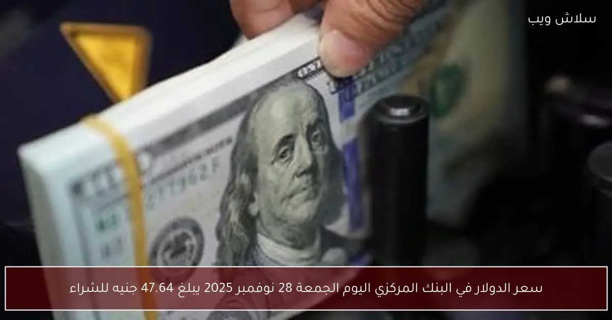 «عين على الاقتصاد المصري: أحدث أرقام الدولار الرسمية» البنك المركزي يعلن سعر الدولار للشراء اليوم الجمعة 28 نوفمبر 2025 عند 47.64 جنيه