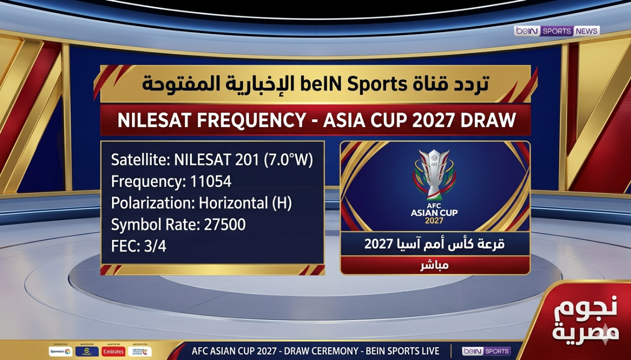 تحديث تردد قناة beIN Sports الإخبارية المفتوحة على نايل سات لنقل قرعة كأس أمم آسيا 2027