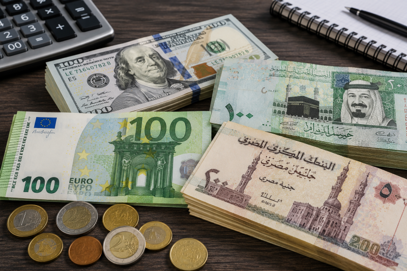 استقرار أسعار الدولار واليورو أمام الجنيه المصري اليوم الأربعاء 15 يوليو 2026