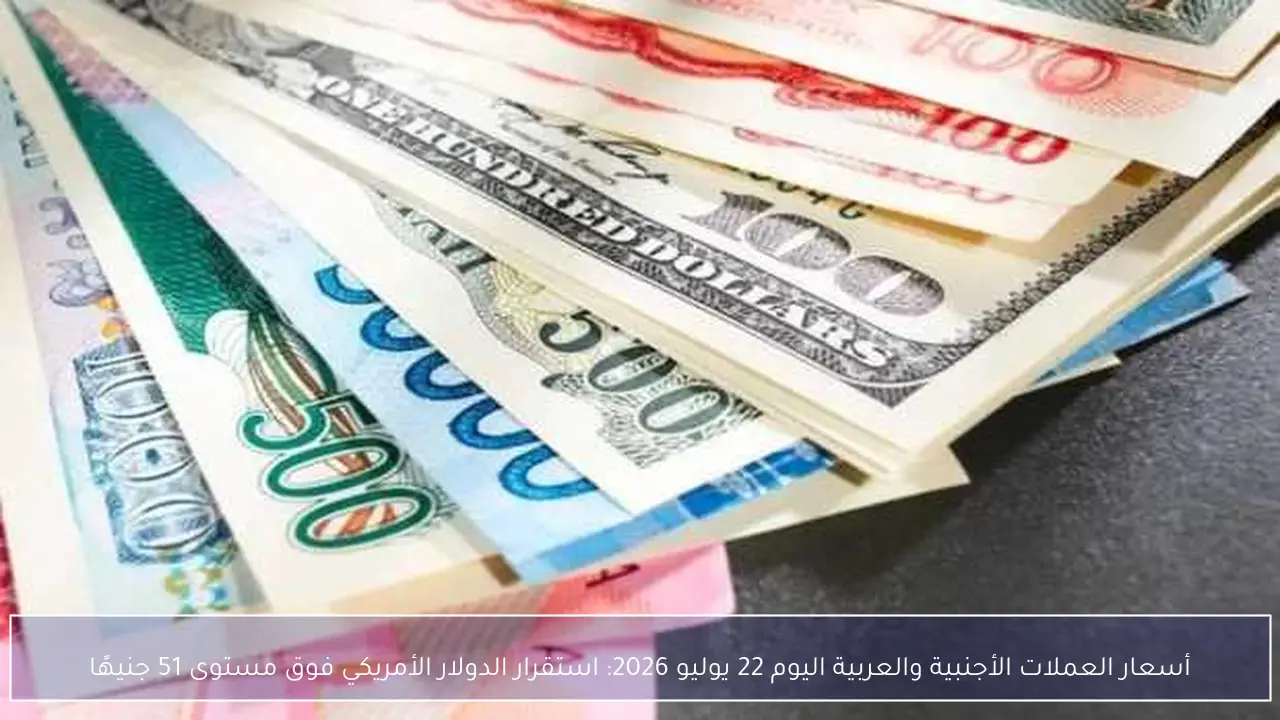 استقرار الدولار فوق مستوى 51 جنيهاً في تحديث أسعار العملات اليوم 22 يوليو 2026