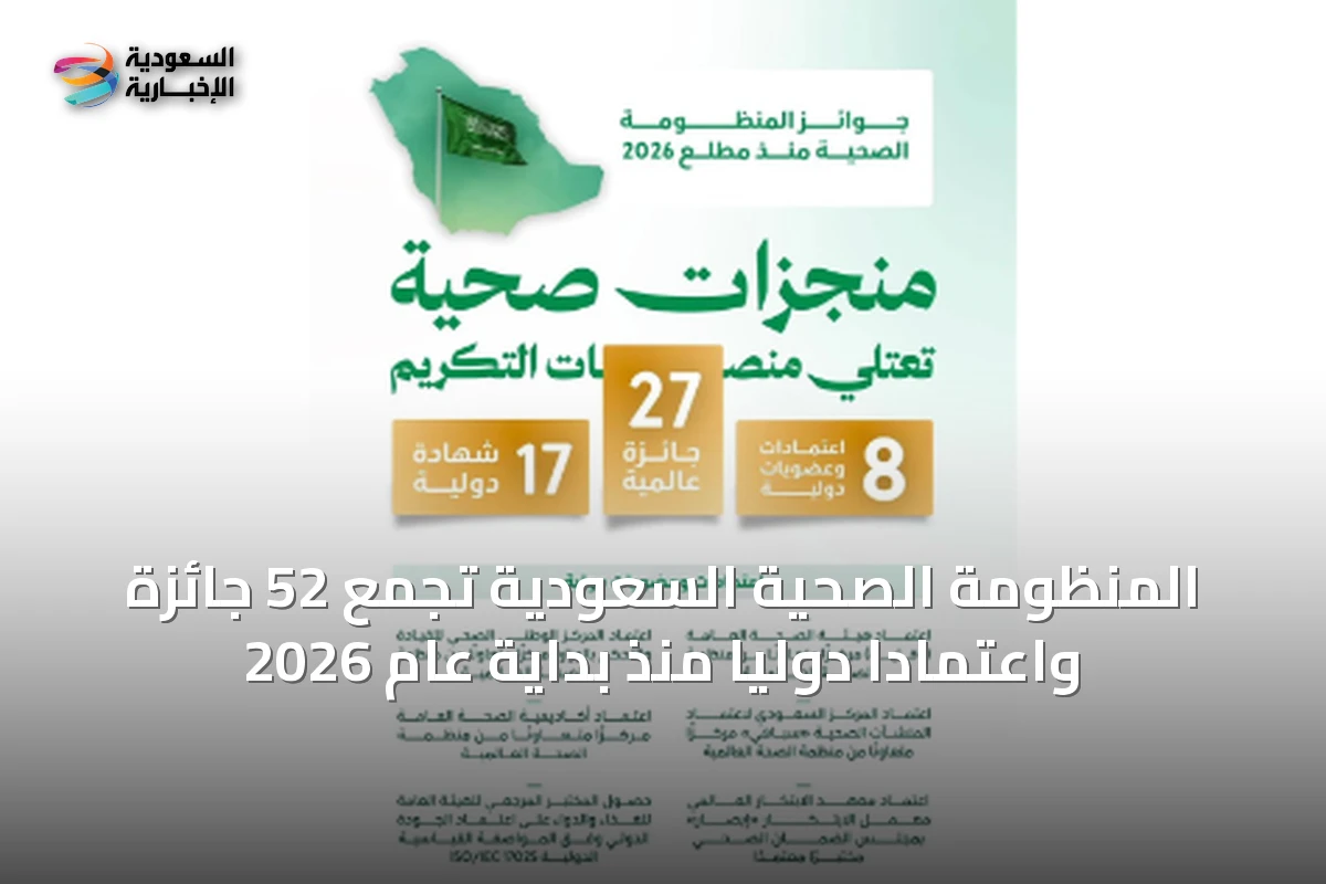 المنظومة الصحية السعودية تواصل تحقيق إنجازاتها العالمية بجمع اثنين وخمسين جائزة واعتماد دولي منذ بداية عام 2026