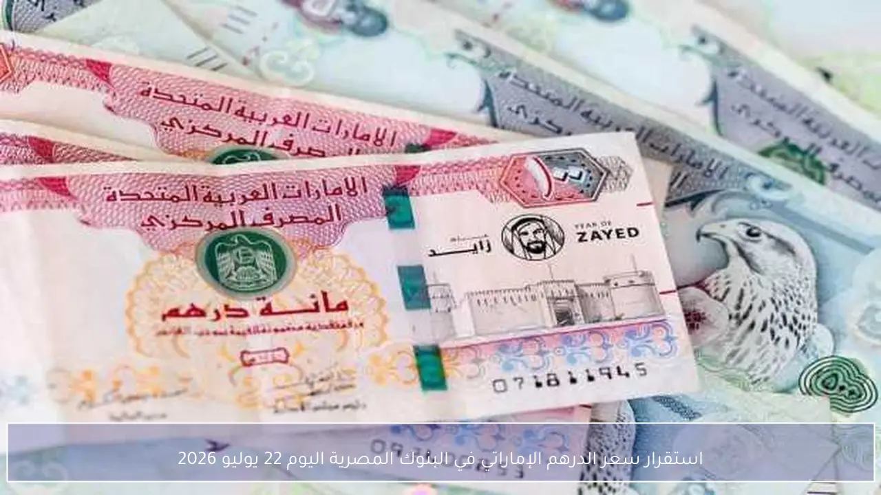استقرار سعر الدرهم الإماراتي أمام الجنيه في البنوك المصرية اليوم 22 يوليو 2026