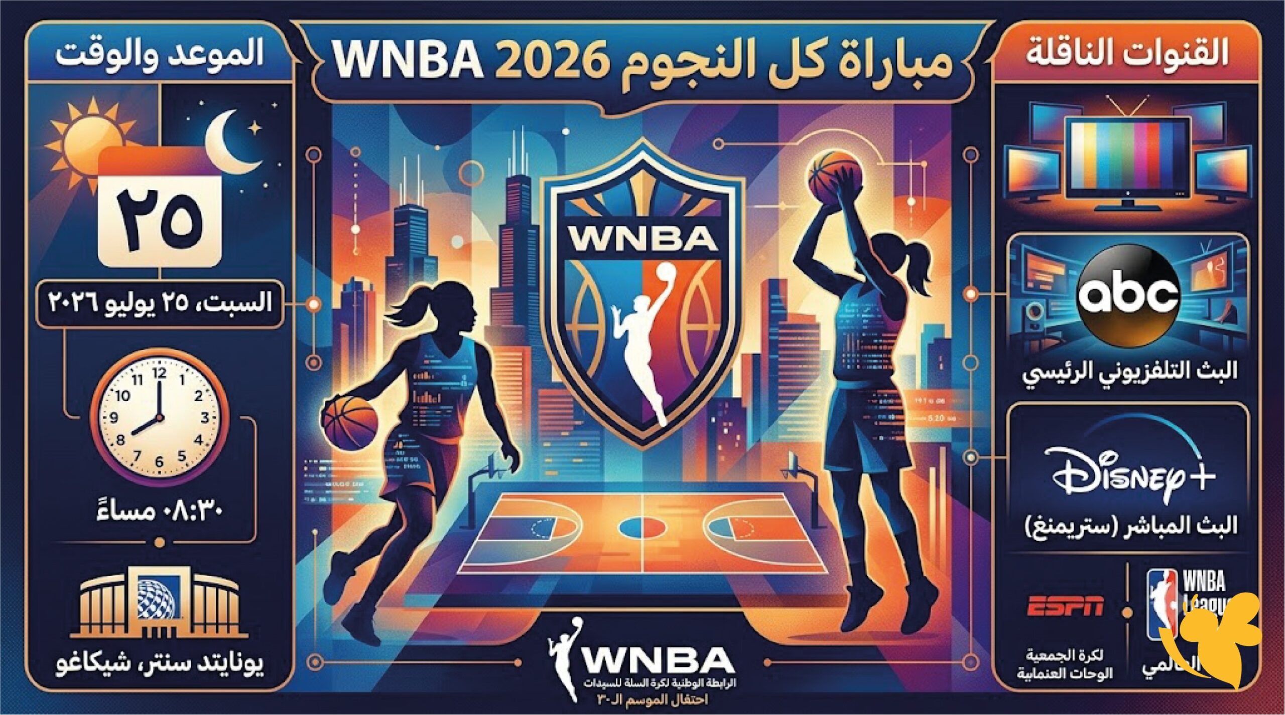 موعد مباراة كل نجوم WNBA 2026 القنوات الناقلة وقائمة المشاركات الكاملة