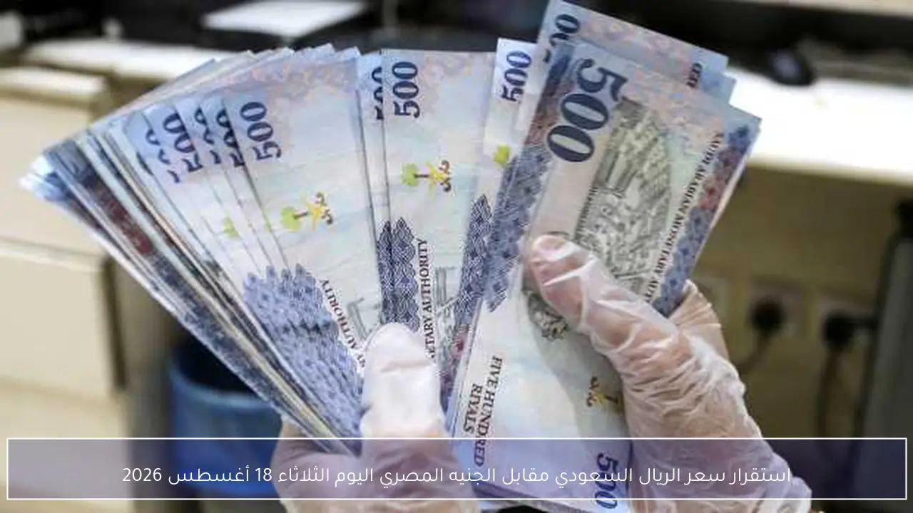 سعر الريال السعودي يسجل استقراراً أمام الجنيه المصري اليوم الثلاثاء 18 أغسطس 2026