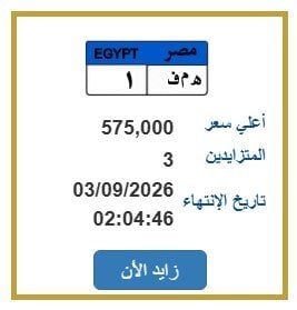 سعر لوحة سيارة مميزة يتخطى نصف مليون جنيه في مزاد بوابة مرور مصر الإلكتروني الجديد