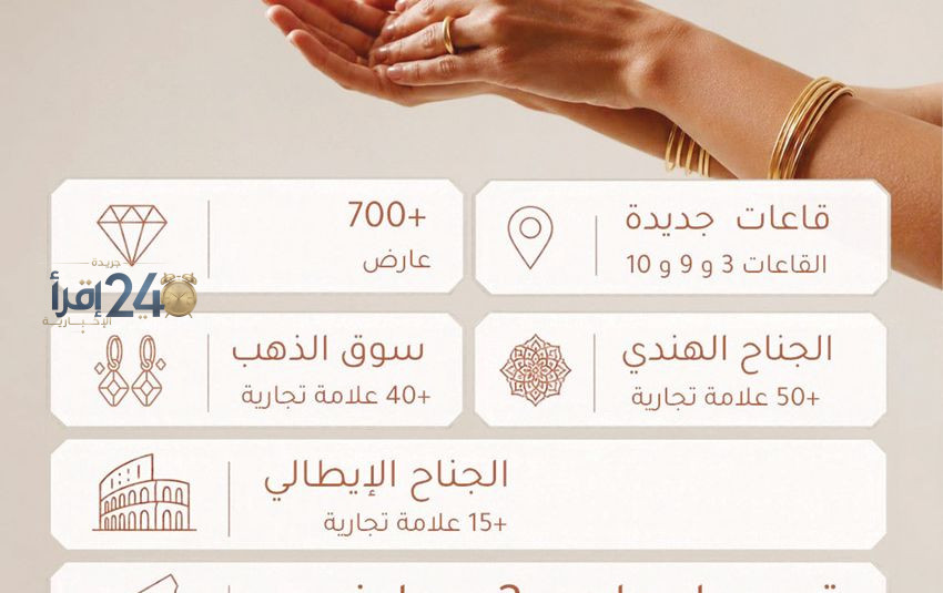 أخبار الخليج يرعى سمو ولي العهد رئيس مجلس الوزراء معرض الجواهر العربية 2026 الذي يقام من 24 إلى 28 نوفمبر ويقدم تصميمًا موسعًا وتجربة متجددة في سبع قاعات