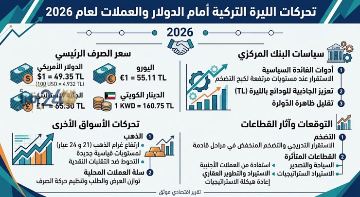 تحركات الليرة التركية مقابل الدولار والعملات العالمية تتجه نحو مستقبل غير مسبوق في عام 2026