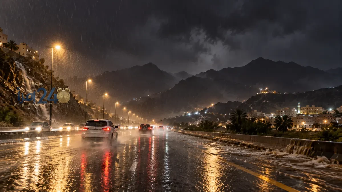 إنذار أحمر في مكة جراء الأمطار الغزيرة والسيول والبرد والعواصف الشديدة