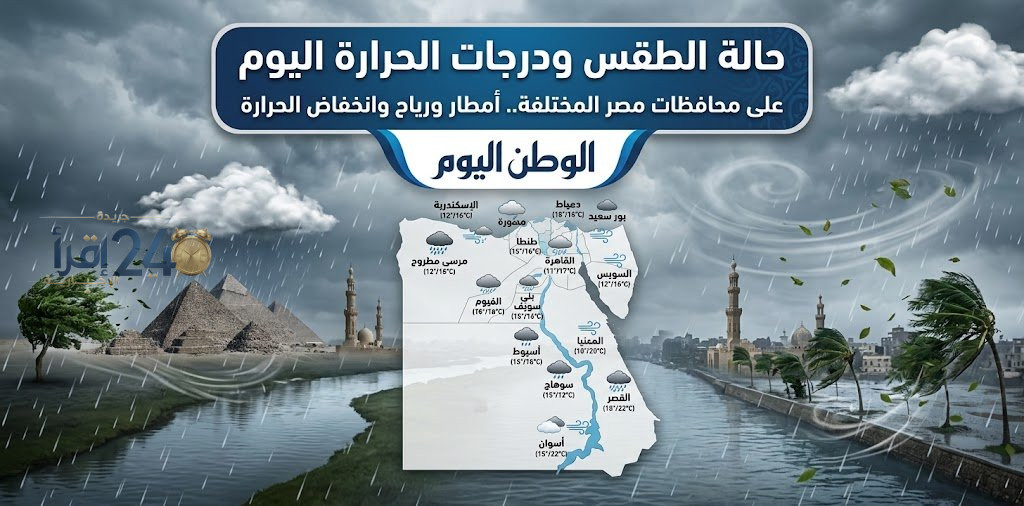 حالة الطقس ودرجات الحرارة اليوم في محافظات مصر مع استمرار الأمطار والرياح وانخفاض درجات الحرارة