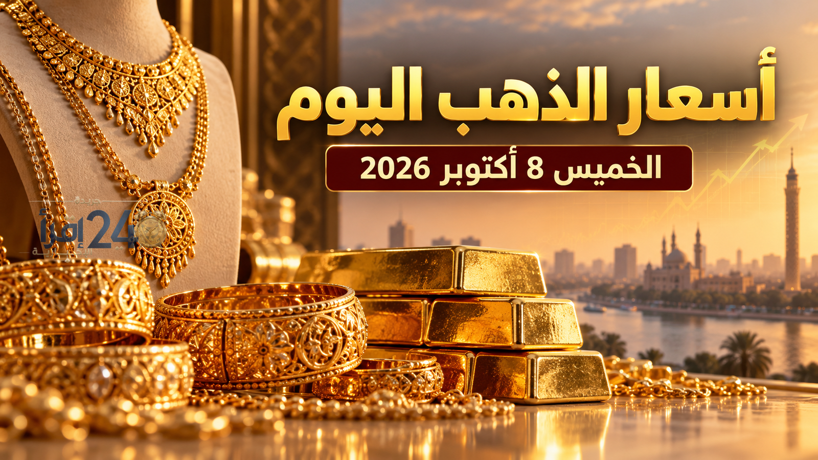 سعر الذهب في مصر اليوم الخميس 8 أكتوبر 2026 عيار 21 يسجل 6110 جنيهات