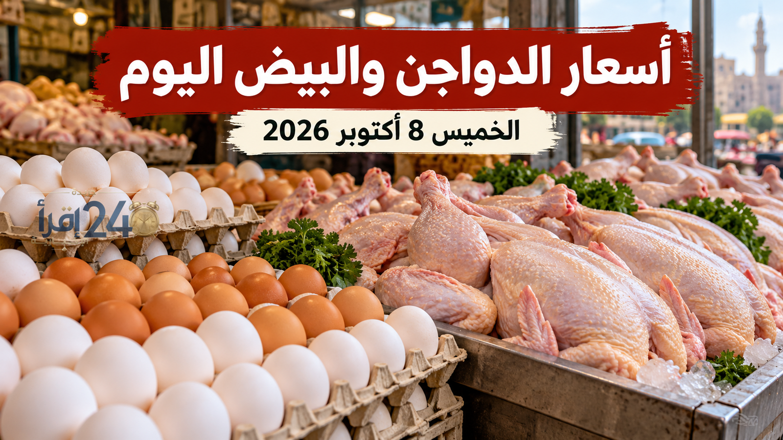 أسعار الدواجن والبيض اليوم الخميس 8 أكتوبر 2026 تتراوح بين 84 جنيها للبيض والديها البيضاء